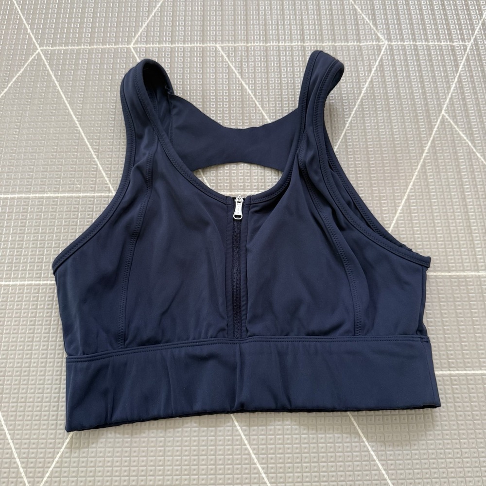 Varley Fay Zip Front Sports Bra Size Small Navy Blue Activewear Performance